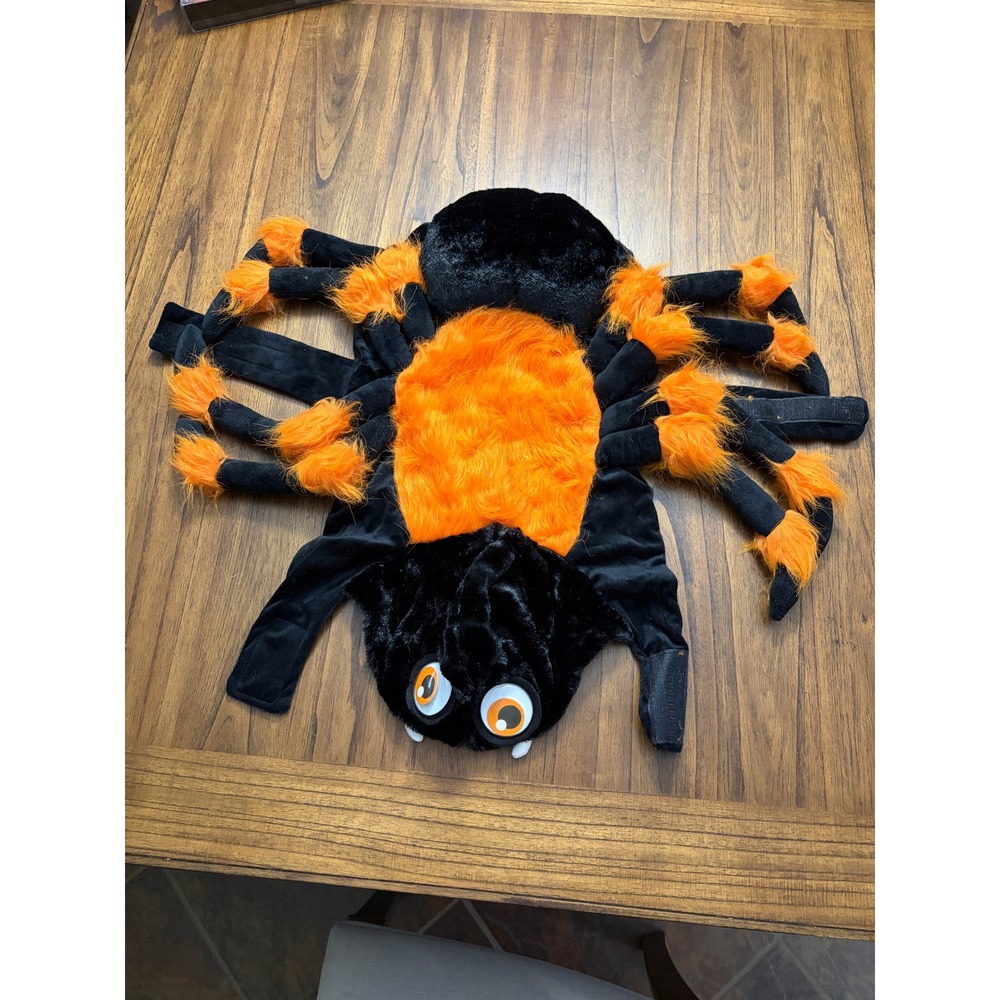 Thrills & Chills Spider Pet Costume Orange Black Fuzzy Halloween Large 5300248